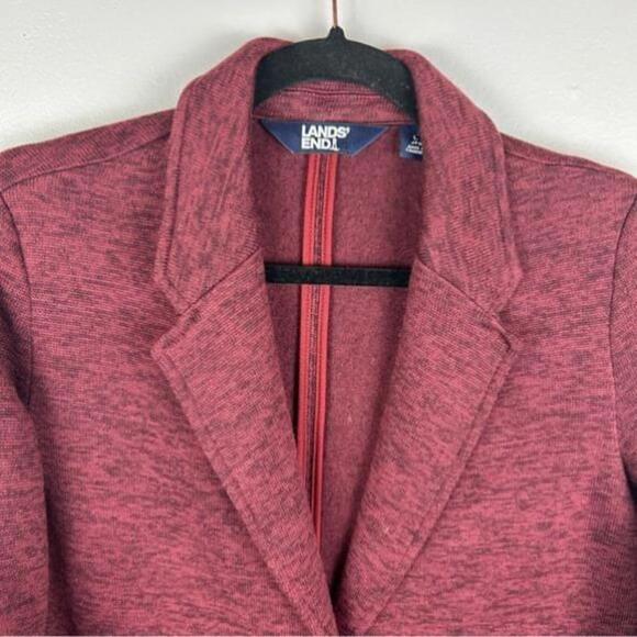 Lands' End Longline Two Buttons Fleece Blazer Large Burgundy - Picture 3 of 12